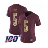 Women's Washington Redskins #5 Tress Way Burgundy Red Gold Number Alternate 80TH Anniversary Vapor Untouchable Limited Player 100th Season Football Jersey