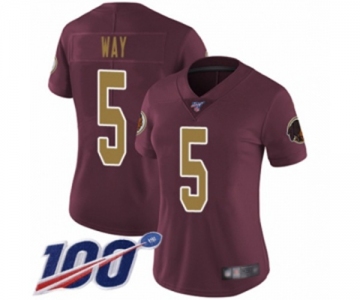 Women's Washington Redskins #5 Tress Way Burgundy Red Gold Number Alternate 80TH Anniversary Vapor Untouchable Limited Player 100th Season Football Jersey