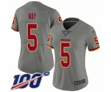 Women's Washington Redskins #5 Tress Way Limited Gray Inverted Legend 100th Season Football Jersey