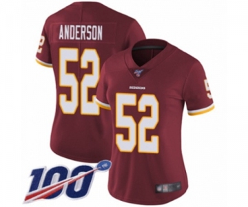 Women's Washington Redskins #52 Ryan Anderson Burgundy Red Team Color Vapor Untouchable Limited Player 100th Season Football Jersey