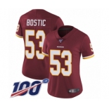 Women's Washington Redskins #53 Jon Bostic Burgundy Red Team Color Vapor Untouchable Limited Player 100th Season Football Jersey