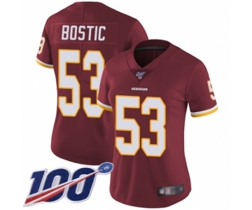 Women's Washington Redskins #53 Jon Bostic Burgundy Red Team Color Vapor Untouchable Limited Player 100th Season Football Jersey