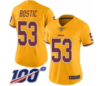 Women's Washington Redskins #53 Jon Bostic Limited Gold Rush Vapor Untouchable 100th Season Football Jersey