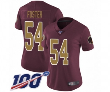 Women's Washington Redskins #54 Mason Foster Burgundy Red Gold Number Alternate 80TH Anniversary Vapor Untouchable Limited Player 100th Season Football Jer