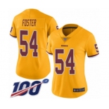 Women's Washington Redskins #54 Mason Foster Limited Gold Rush Vapor Untouchable 100th Season Football Jersey