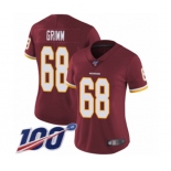 Women's Washington Redskins #68 Russ Grimm Burgundy Red Team Color Vapor Untouchable Limited Player 100th Season Football Jersey