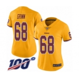 Women's Washington Redskins #68 Russ Grimm Limited Gold Rush Vapor Untouchable 100th Season Football Jersey