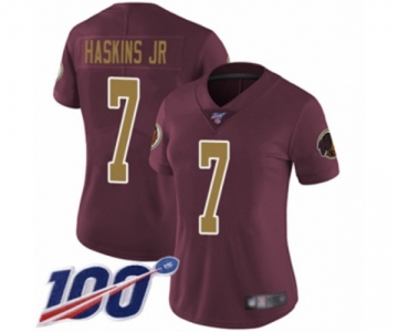 Women's Washington Redskins #7 Dwayne Haskins Burgundy Red Gold Number Alternate 80TH Anniversary Vapor Untouchable Limited Player 100th Season Jersey