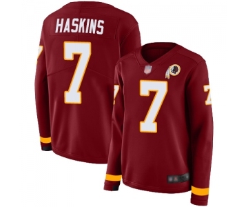 Women's Washington Redskins #7 Dwayne Haskins Limited Burgundy Therma Long Sleeve Football Jersey