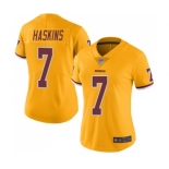 Women's Washington Redskins #7 Dwayne Haskins Limited Gold Rush Vapor Untouchable Football Jersey