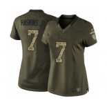 Women's Washington Redskins #7 Dwayne Haskins Limited Green Salute to Service Football Jersey