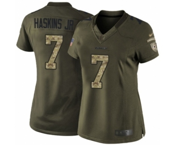 Women's Washington Redskins #7 Dwayne Haskins Limited Green Salute to Service Football Jersey