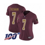 Women's Washington Redskins #7 Joe Theismann Burgundy Red Gold Number Alternate 80TH Anniversary Vapor Untouchable Limited Player 100th Season Football Jer