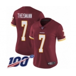 Women's Washington Redskins #7 Joe Theismann Burgundy Red Team Color Vapor Untouchable Limited Player 100th Season Football Jersey