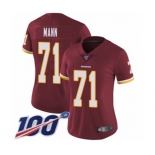 Women's Washington Redskins #71 Charles Mann Burgundy Red Team Color Vapor Untouchable Limited Player 100th Season Football Jersey