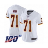 Women's Washington Redskins #71 Charles Mann White Vapor Untouchable Limited Player 100th Season Football Jersey