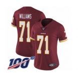 Women's Washington Redskins #71 Trent Williams Burgundy Red Team Color Vapor Untouchable Limited Player 100th Season Football Jersey