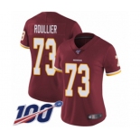 Women's Washington Redskins #73 Chase Roullier Burgundy Red Team Color Vapor Untouchable Limited Player 100th Season Football Jersey