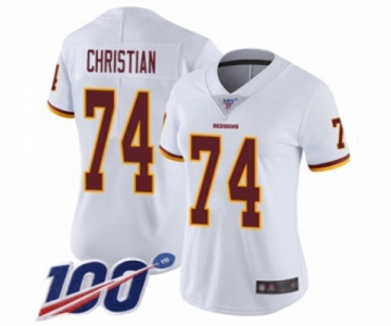 Women's Washington Redskins #74 Geron Christian White Vapor Untouchable Limited Player 100th Season Football Jersey