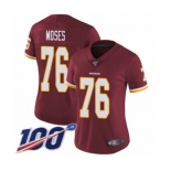 Women's Washington Redskins #76 Morgan Moses Burgundy Red Team Color Vapor Untouchable Limited Player 100th Season Football Jersey