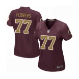 Women's Washington Redskins #77 Ereck Flowers Game Burgundy Red Gold Number Alternate 80TH Anniversary Football Jersey