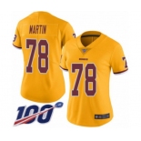 Women's Washington Redskins #78 Wes Martin Limited Gold Rush Vapor Untouchable 100th Season Football Jersey