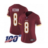 Women's Washington Redskins #8 Case Keenum Burgundy Red Team Color Vapor Untouchable Limited Player 100th Season Football Jersey