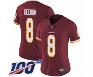 Women's Washington Redskins #8 Case Keenum Burgundy Red Team Color Vapor Untouchable Limited Player 100th Season Football Jersey