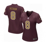 Women's Washington Redskins #8 Case Keenum Game Burgundy Red Gold Number Alternate 80TH Anniversary Football Jersey