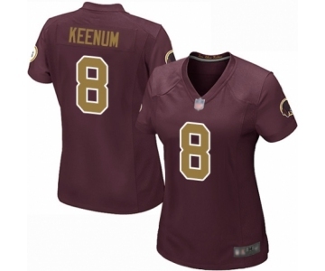 Women's Washington Redskins #8 Case Keenum Game Burgundy Red Gold Number Alternate 80TH Anniversary Football Jersey