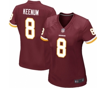 Women's Washington Redskins #8 Case Keenum Game Burgundy Red Team Color Football Jersey