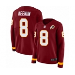 Women's Washington Redskins #8 Case Keenum Limited Burgundy Therma Long Sleeve Football Jersey