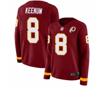 Women's Washington Redskins #8 Case Keenum Limited Burgundy Therma Long Sleeve Football Jersey