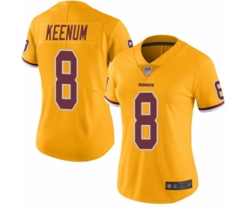 Women's Washington Redskins #8 Case Keenum Limited Gold Rush Vapor Untouchable Football Jersey