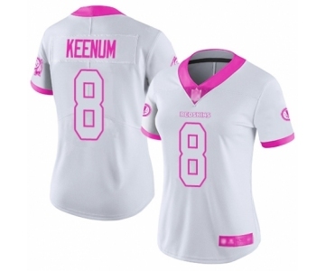 Women's Washington Redskins #8 Case Keenum Limited White Pink Rush Fashion Football Jersey