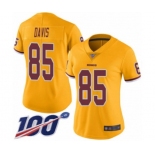 Women's Washington Redskins #85 Vernon Davis Limited Gold Rush Vapor Untouchable 100th Season Football Jersey