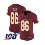 Women's Washington Redskins #86 Jordan Reed Burgundy Red Team Color Vapor Untouchable Limited Player 100th Season Football Jersey