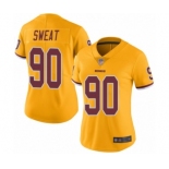 Women's Washington Redskins #90 Montez Sweat Limited Gold Rush Vapor Untouchable Football Jersey