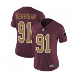 Women's Washington Redskins #91 Ryan Kerrigan Burgundy Red Gold Number Alternate 80TH Anniversary Vapor Untouchable Limited Player Football Jersey