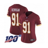 Women's Washington Redskins #91 Ryan Kerrigan Burgundy Red Team Color Vapor Untouchable Limited Player 100th Season Football Jersey