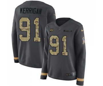 Women's Washington Redskins #91 Ryan Kerrigan Limited Black Salute to Service Therma Long Sleeve Football Jersey