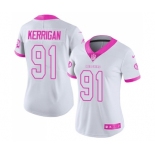 Women's Washington Redskins #91 Ryan Kerrigan Limited White Pink Rush Fashion Football Jersey