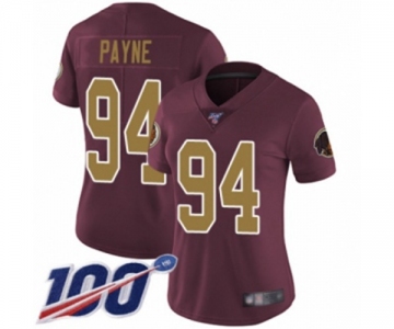 Women's Washington Redskins #94 Da'Ron Payne Burgundy Red Gold Number Alternate 80TH Anniversary Vapor Untouchable Limited Player 100th Season Football Jer