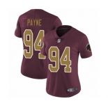 Women's Washington Redskins #94 Da'Ron Payne Burgundy Red Gold Number Alternate 80TH Anniversary Vapor Untouchable Limited Player Football Jersey