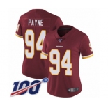 Women's Washington Redskins #94 Da'Ron Payne Burgundy Red Team Color Vapor Untouchable Limited Player 100th Season Football Jersey