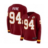 Women's Washington Redskins #94 Da'Ron Payne Limited Burgundy Therma Long Sleeve Football Jersey