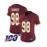 Women's Washington Redskins #98 Matt Ioannidis Burgundy Red Team Color Vapor Untouchable Limited Player 100th Season Football Jersey