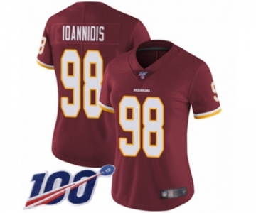 Women's Washington Redskins #98 Matt Ioannidis Burgundy Red Team Color Vapor Untouchable Limited Player 100th Season Football Jersey