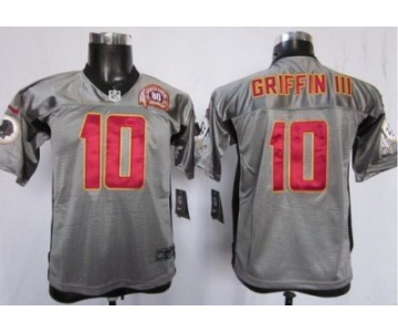 Nike Youth Washington Redskins #10 Robert Griffin III Grey 80th Patch[Nike Shadow]