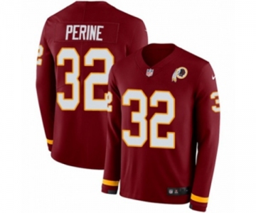 Youth Nike Washington Redskins #32 Samaje Perine Limited Burgundy Therma Long Sleeve NFL Jersey